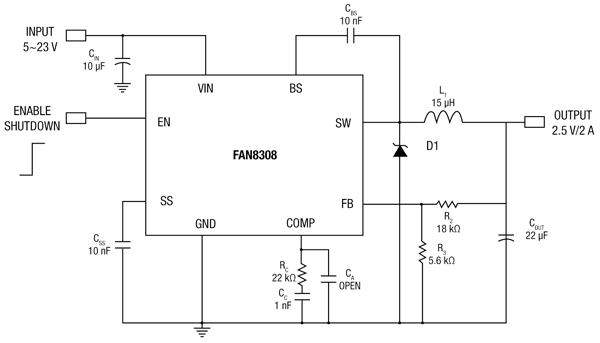 Fairchild’s FAN8303 is an integrated modular switching regulator Fairchild’s FAN8303
